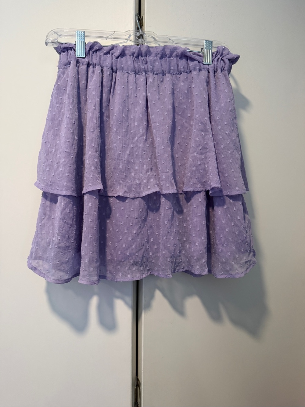 H&M Lavender Tiered Mini Skirt - Ruffled Swiss Dot